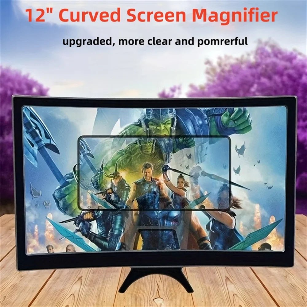 12 Inch/Phone Screen 3D HD Magnifier Movie Video Amplifier Holder Enlarger Screen Smart Phone Magnifing Curved Screen - thisisforyou.shop