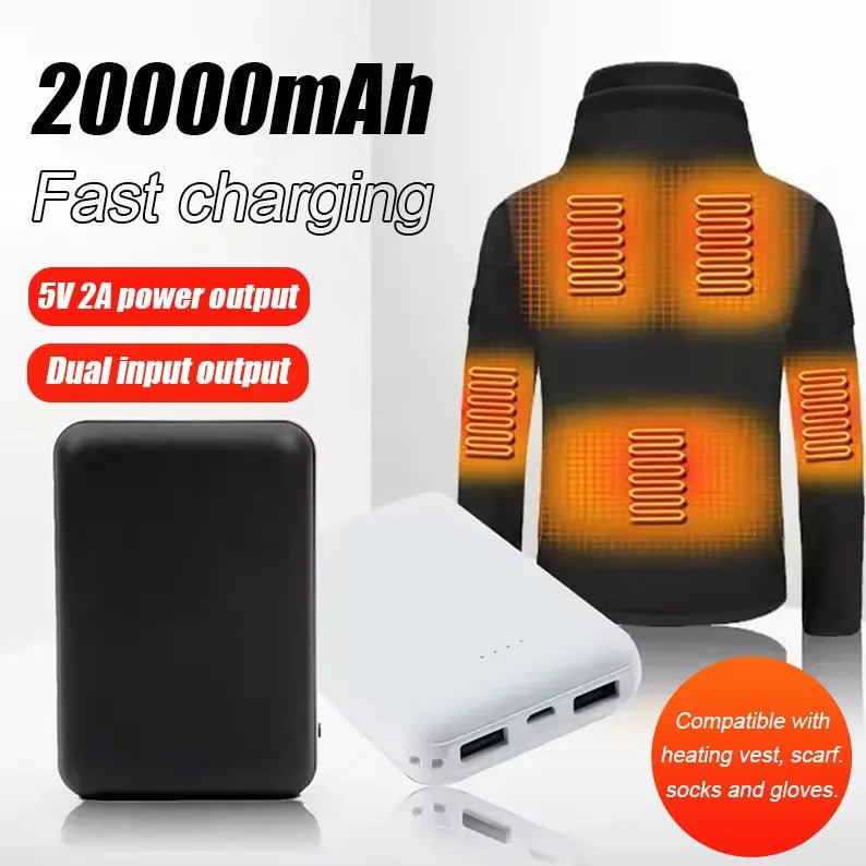 20000mAh New Power Bank Portable USB Charger Fast Charging External Battery Pack Heating Vest Jacket Scarf Socks Glove Equipment - thisisforyoushop.be