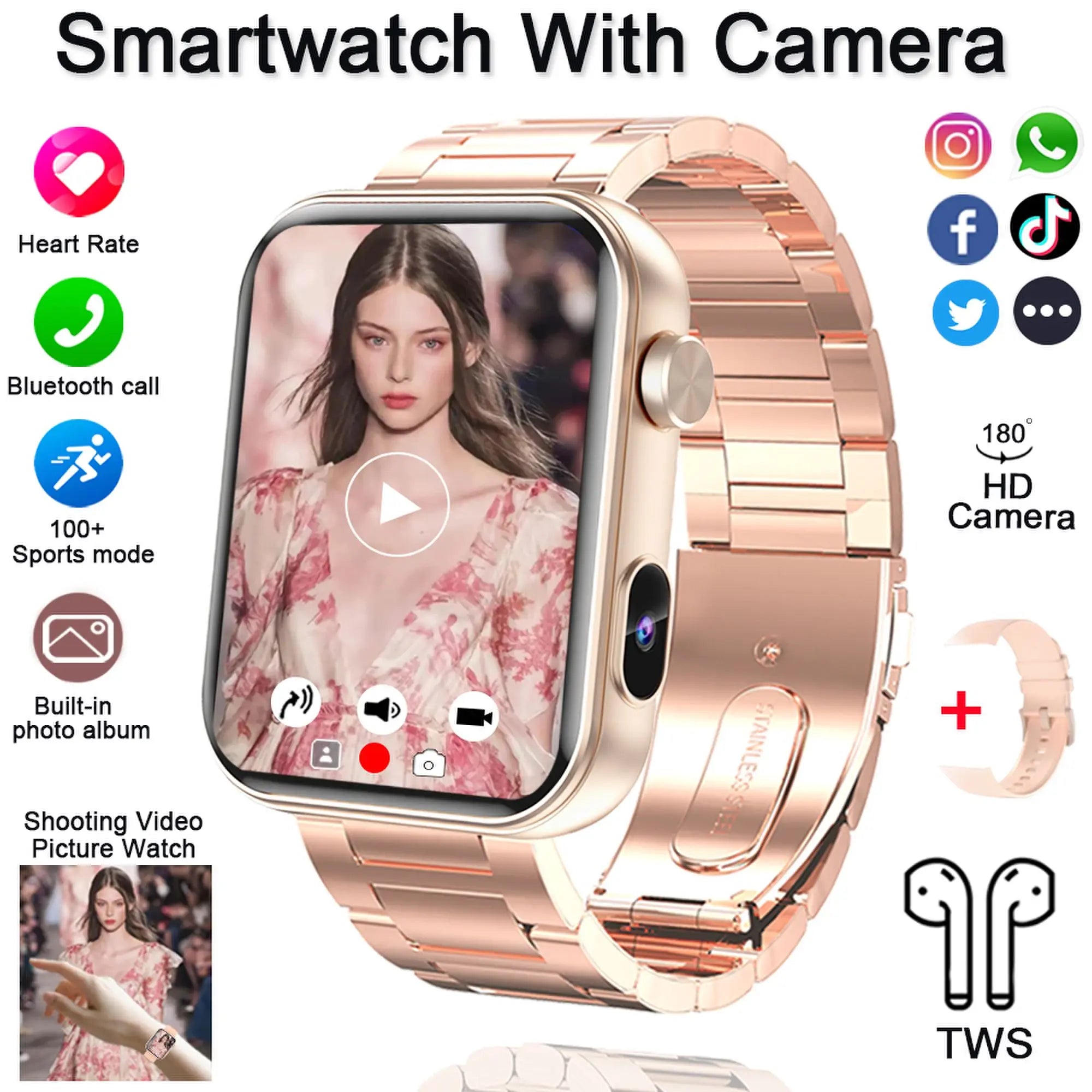 2025 New Smart Watch Men Women Camera Take Photos Record Video Health Monitor Sports Fitness Waterproof BT Call Smartwatch - thisisforyoushop.be