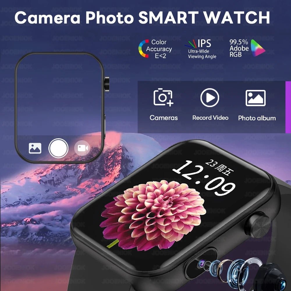 2025 New Smart Watch Men Women Camera Take Photos Record Video Health Monitor Sports Fitness Waterproof BT Call Smartwatch - thisisforyoushop.be