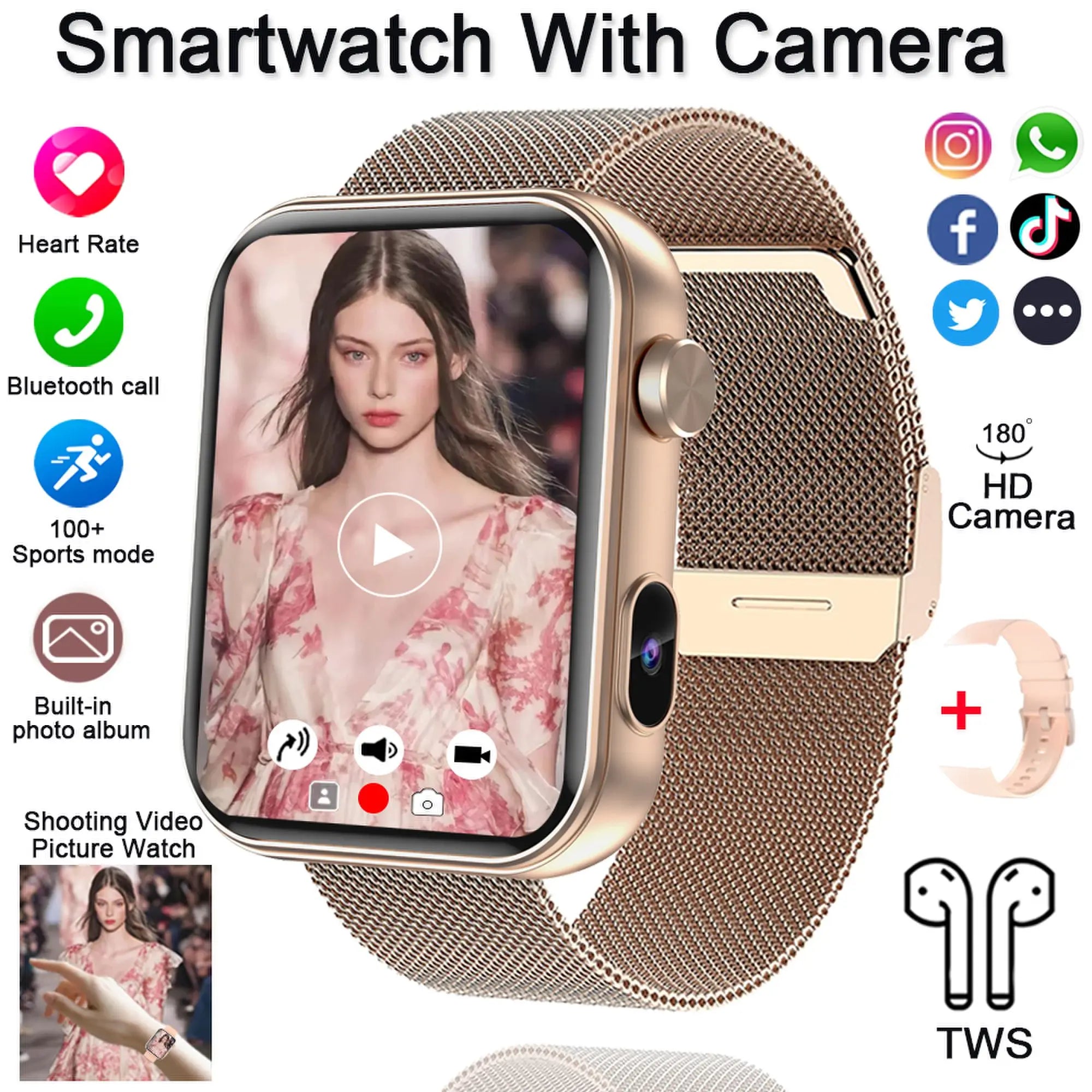 2025 New Smart Watch Men Women Camera Take Photos Record Video Health Monitor Sports Fitness Waterproof BT Call Smartwatch - thisisforyoushop.be