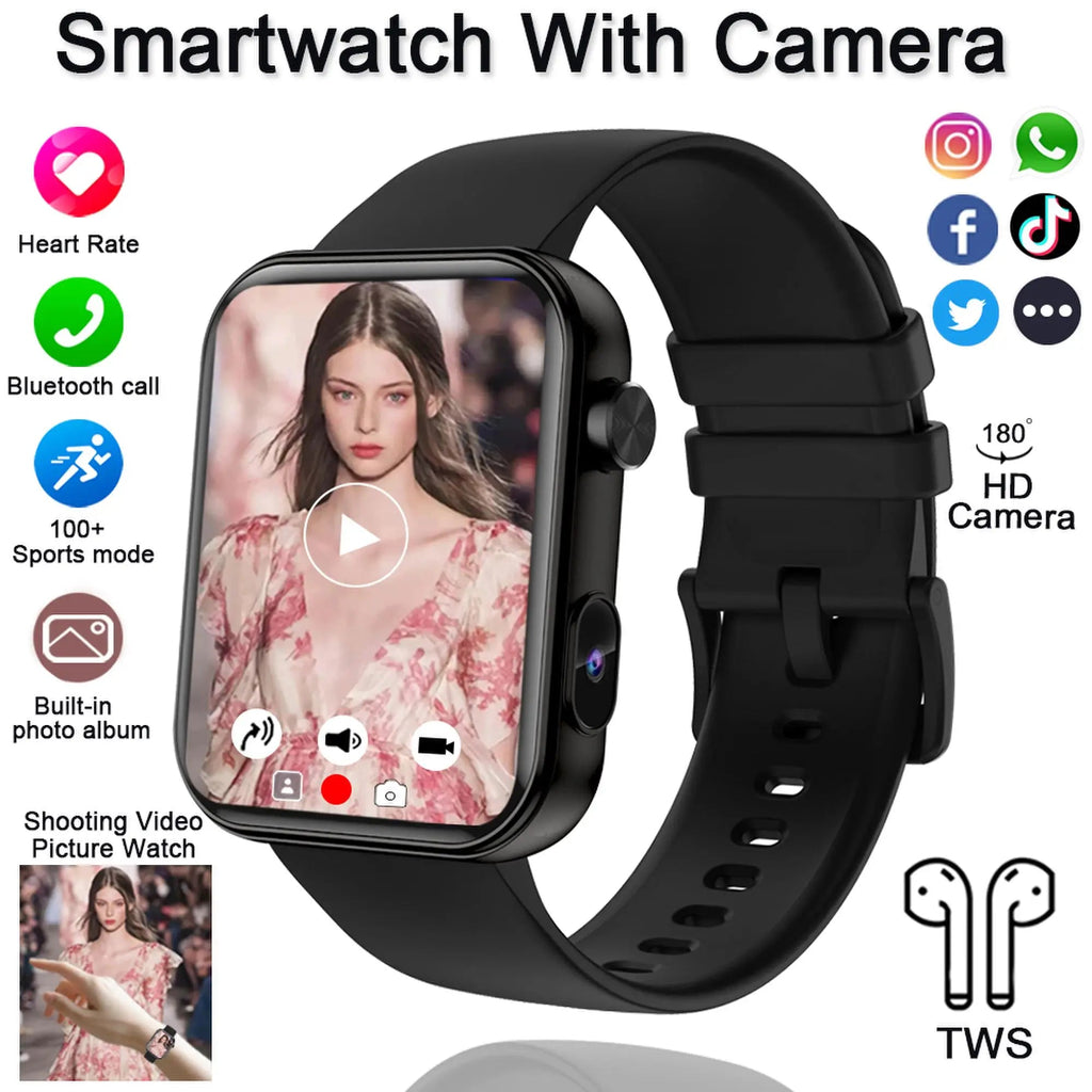 2025 New Smart Watch Men Women Camera Take Photos Record Video Health Monitor Sports Fitness Waterproof BT Call Smartwatch - thisisforyoushop.be