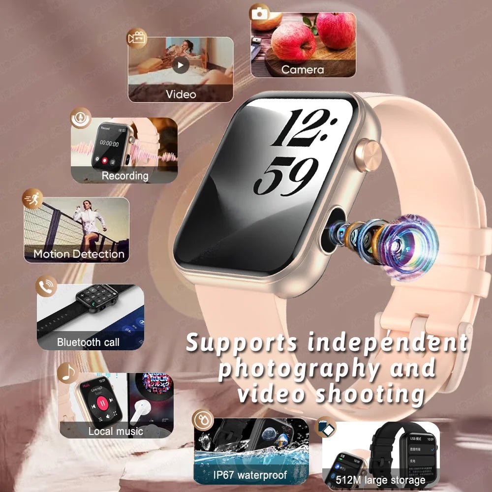 2025 New Smart Watch Men Women Camera Take Photos Record Video Health Monitor Sports Fitness Waterproof BT Call Smartwatch - thisisforyoushop.be