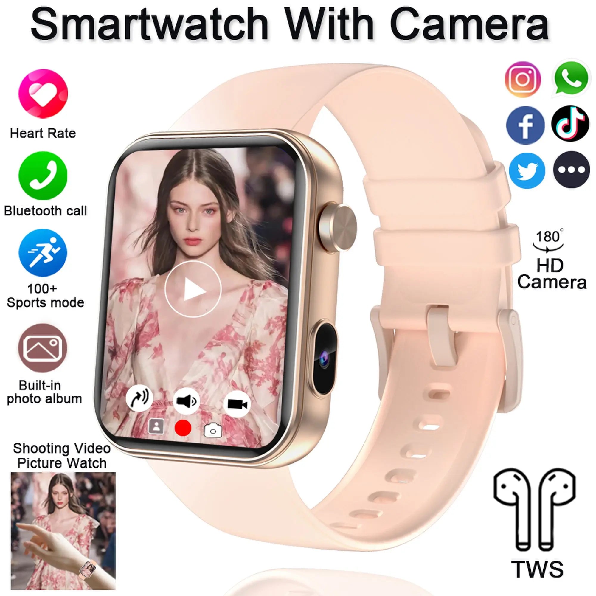 2025 New Smart Watch Men Women Camera Take Photos Record Video Health Monitor Sports Fitness Waterproof BT Call Smartwatch - thisisforyoushop.be