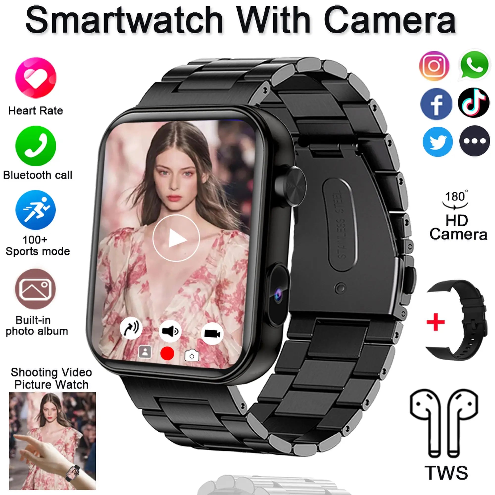 2025 New Smart Watch Men Women Camera Take Photos Record Video Health Monitor Sports Fitness Waterproof BT Call Smartwatch - thisisforyoushop.be