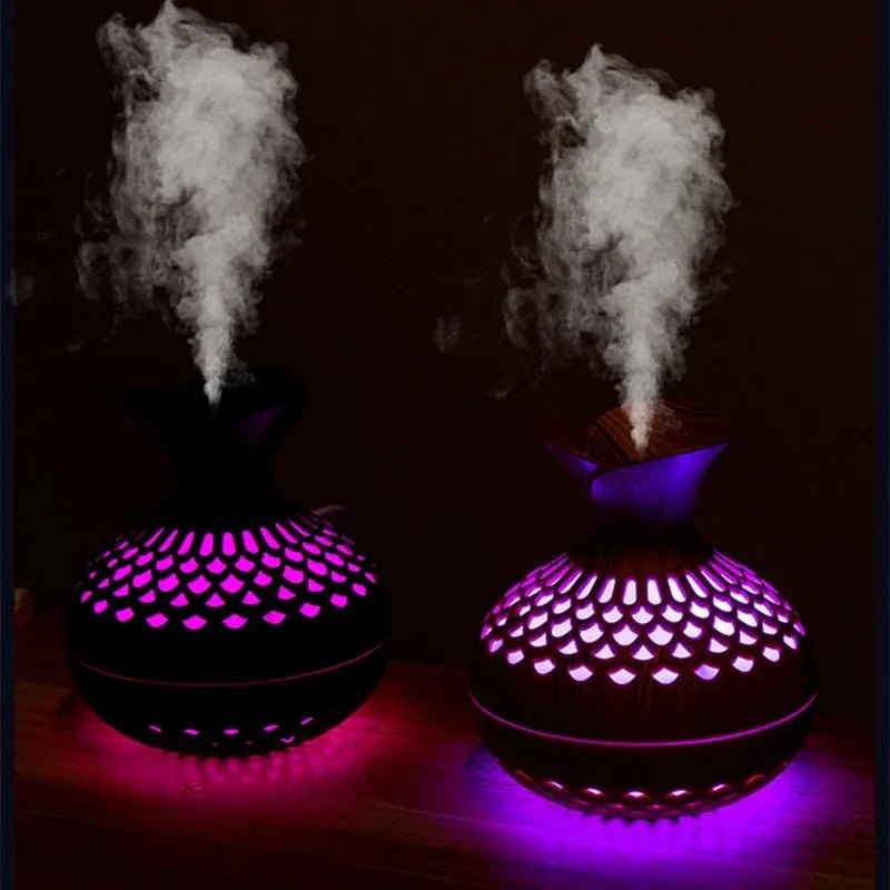 300ml USB Air Humidifier Mini Humidifier Desktop Humidifier Hollow Vase Shape Humidifier With Colorful Night Lights - thisisforyou.shop