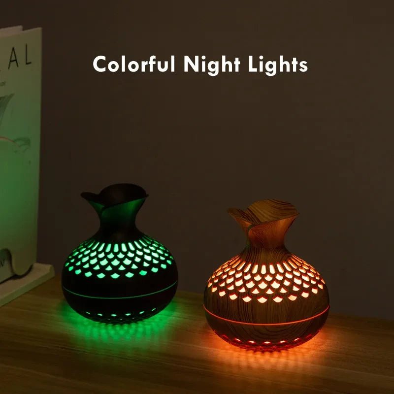 300ml USB Air Humidifier Mini Humidifier Desktop Humidifier Hollow Vase Shape Humidifier With Colorful Night Lights - thisisforyou.shop