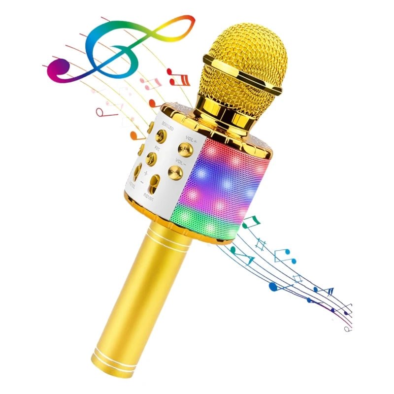 4 in 1 Karaoke Wireless Microphone with LED Lights, Portable Microphone for Kids, Great Gifts Toys for Kids, Girls, Boys Adults - thisisforyoushop.be