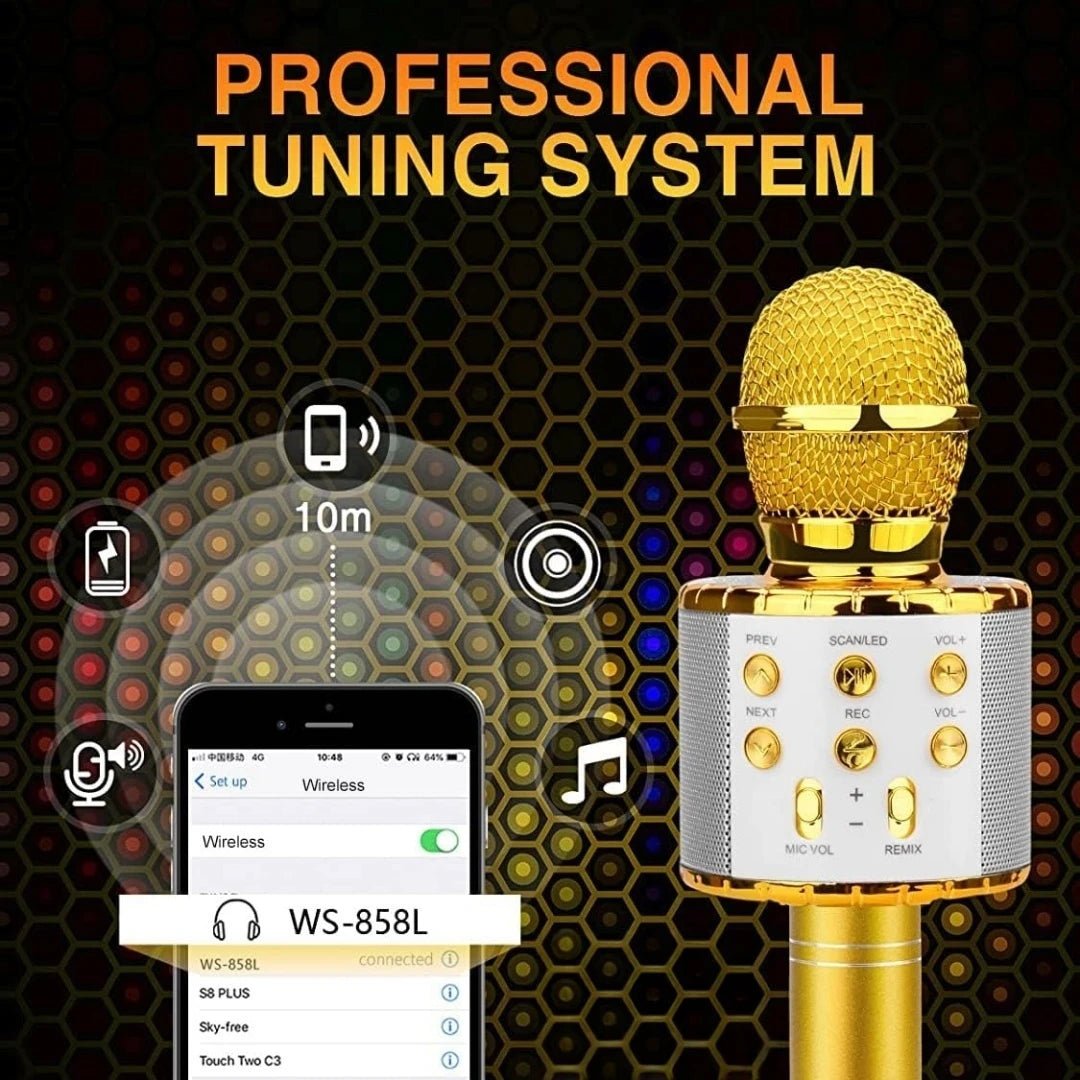 4 in 1 Karaoke Wireless Microphone with LED Lights, Portable Microphone for Kids, Great Gifts Toys for Kids, Girls, Boys Adults - thisisforyoushop.be