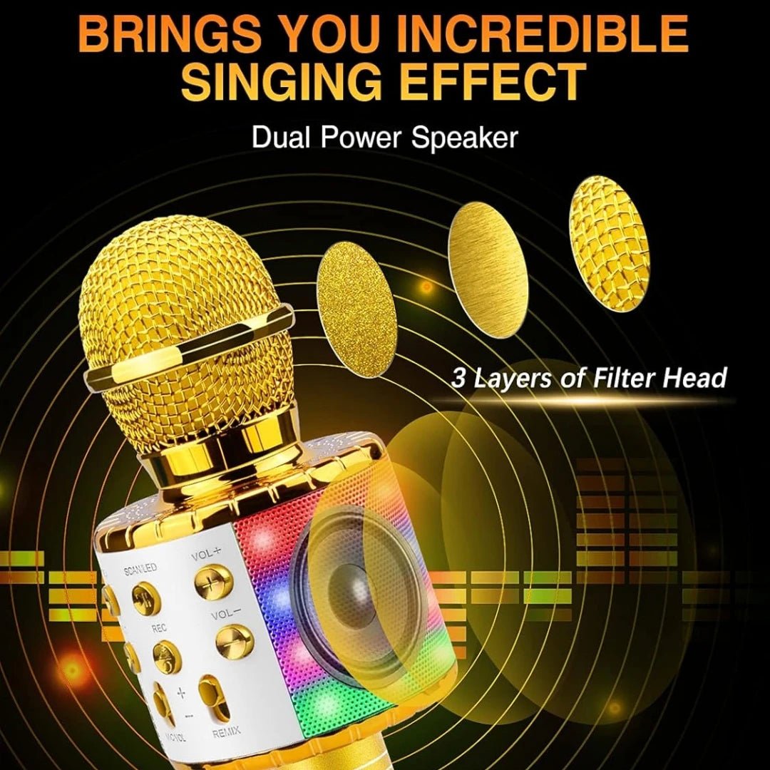4 in 1 Karaoke Wireless Microphone with LED Lights, Portable Microphone for Kids, Great Gifts Toys for Kids, Girls, Boys Adults - thisisforyoushop.be