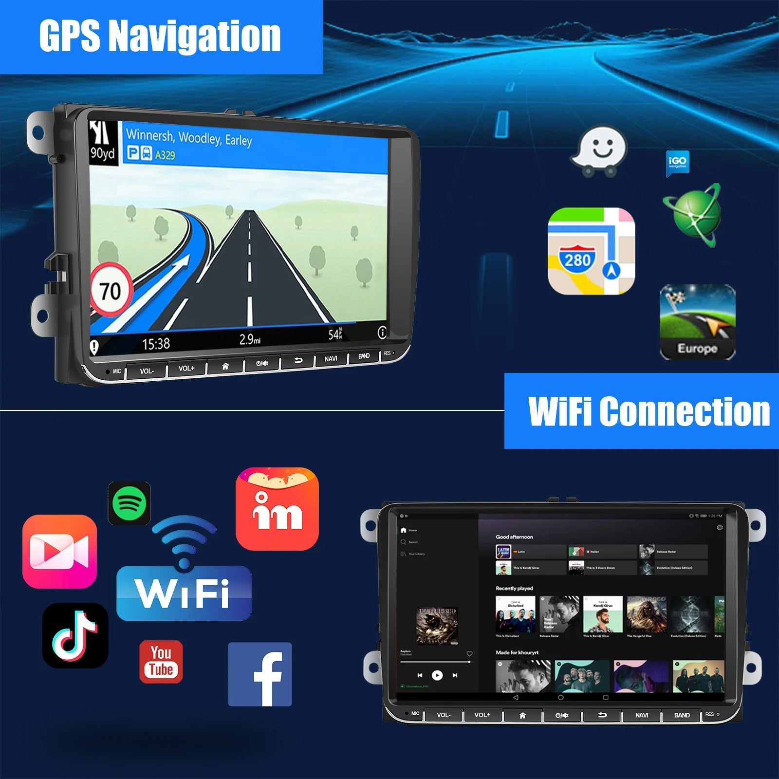 9" Android 14 4G+64G Wireless Carplay Car Stereo GPS NAVI WIFI RDS FM BT EQ for VW Golf 5 6 Passat Polo Touran Tiguan Caddy EOS - thisisforyou.shop