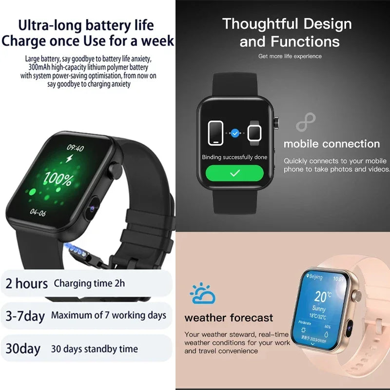 2025 Camera Take Photo Record Video Smart Watch 512MB Memory Sports Fitness Waterproof Bluetooth Call Smartwatch For Android iOS