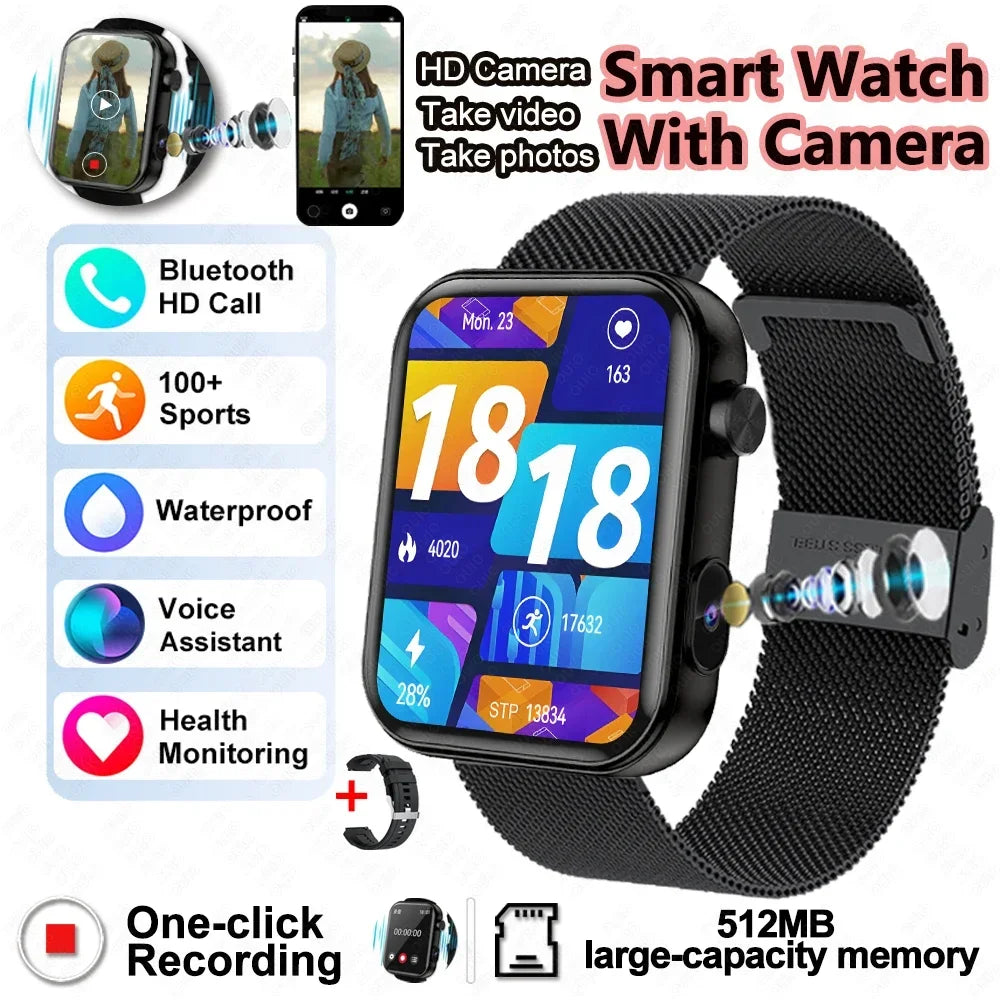 2025 Camera Take Photo Record Video Smart Watch 512MB Memory Sports Fitness Waterproof Bluetooth Call Smartwatch For Android iOS