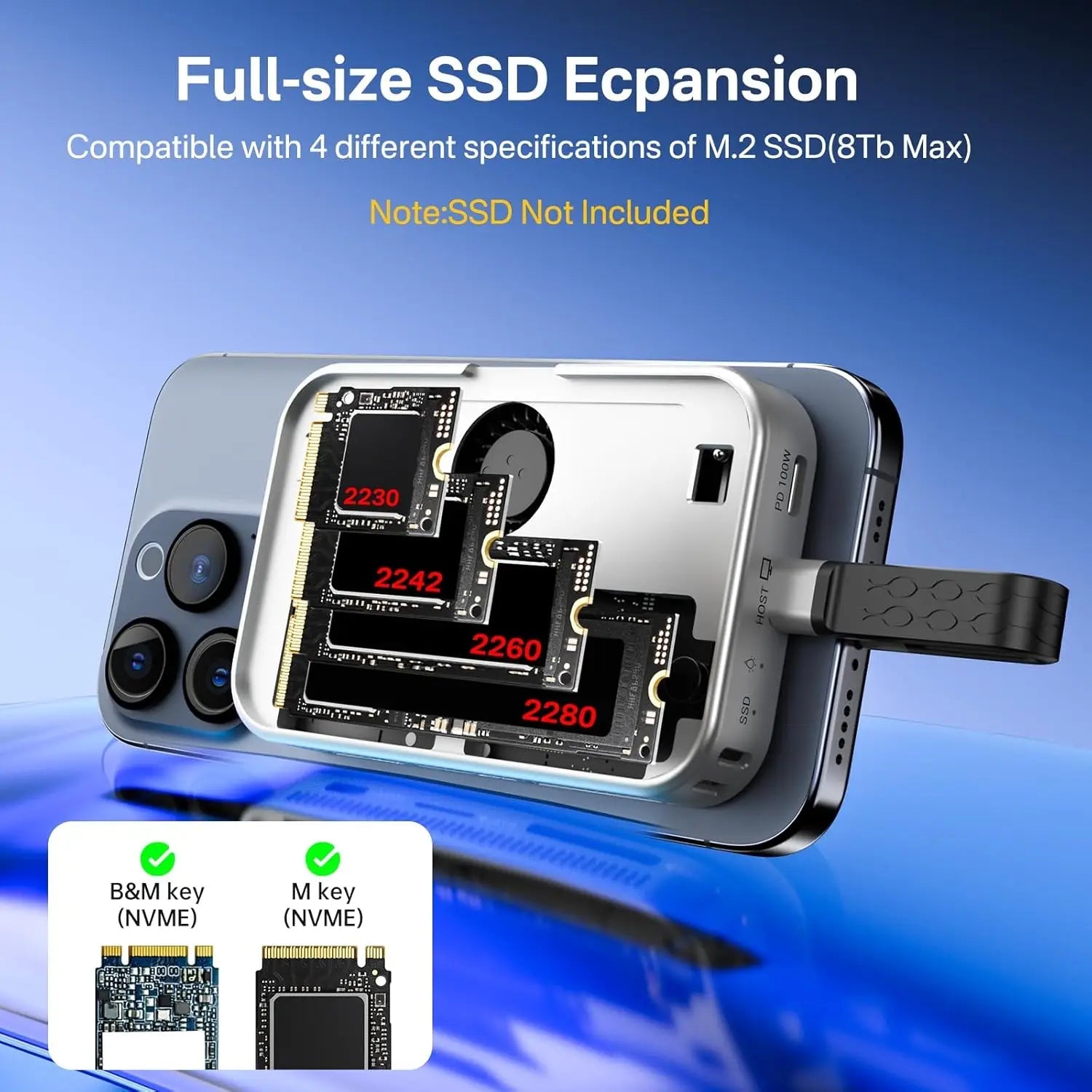 ACASIS M.2 NVMe SSD Enclosure Magnetic USB C Docking Station 10Gbps with Cooling Fan for iPhone 16/15 Pro 2230/42/60/80 NVME SSD - thisisforyou.shop