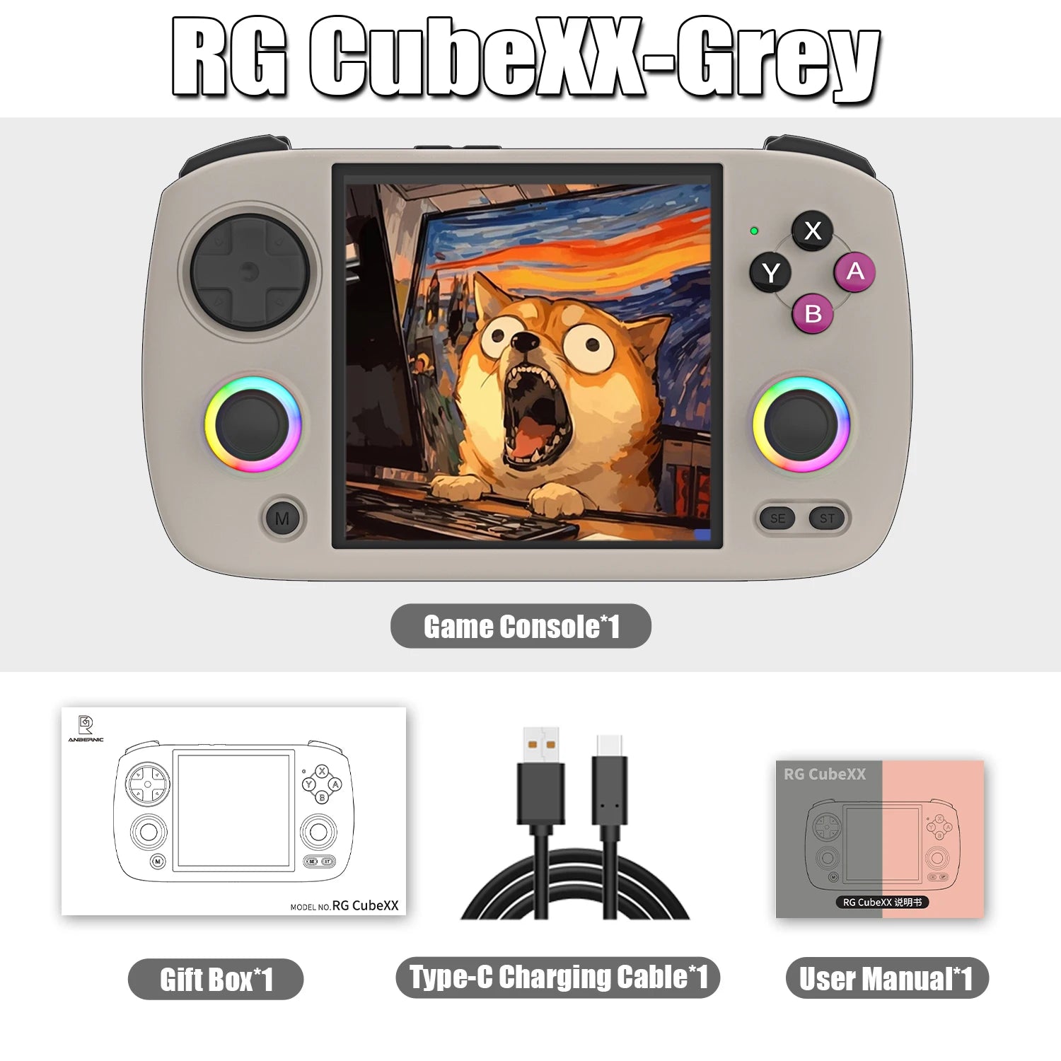 Anbernic RG CubeXX Retro Handheld Game Console 3.95 Inch IPS Screen Linux System Built - in 64G TF Card 5056 Games Support HD Out - thisisforyou.shop