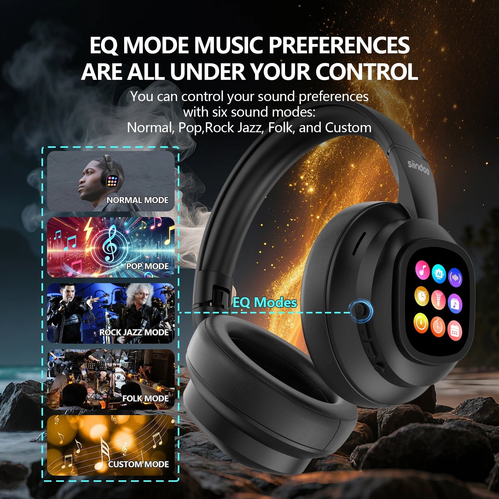 Siindoo - AI Wireless Headphone, JH - 822Plus, Translation Function, AI Assistant, Smart Chat, Detachable Full Color Touch Screen - thisisforyoushop.be